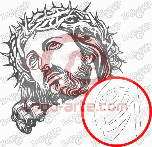 Immagine vettoriale di Ecce Homo per taglio o incisione, con dettaglio ingrandito.
