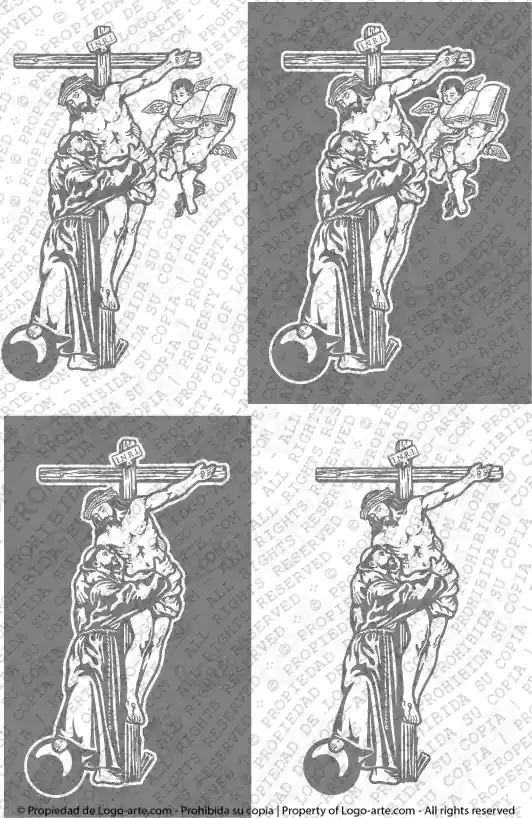 Imágenes vectoriales del abrazo de San Francisco de Asís, disponibles para descargar. 
