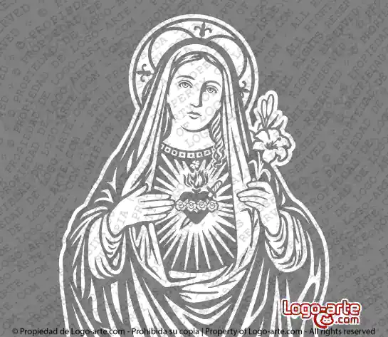 Immaculate Heart of Mary vector image for plotter cutting.