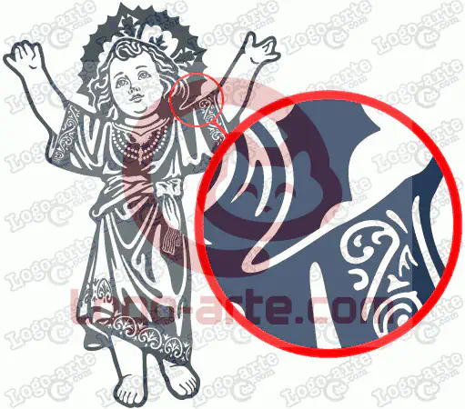 Immagine vettoriale del Divino Fanciullo che mostra un dettaglio ingrandito.