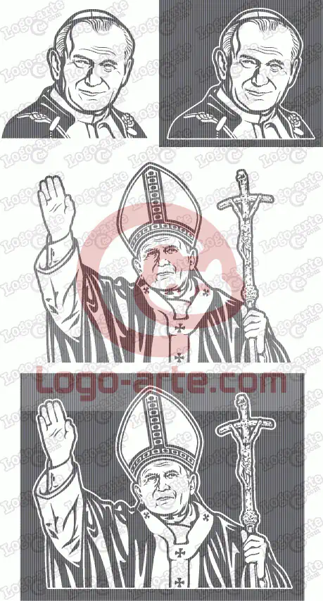 Versões vetoriais de João Paulo II incluídas.