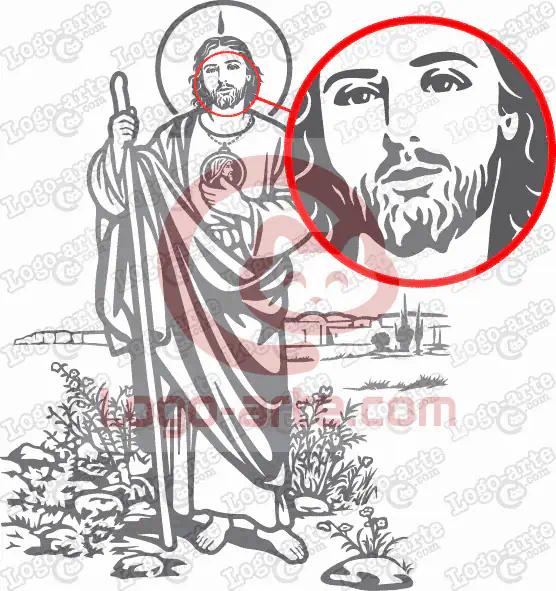 Saint Jude Thaddeus vector art for plotter cutting or engraving.