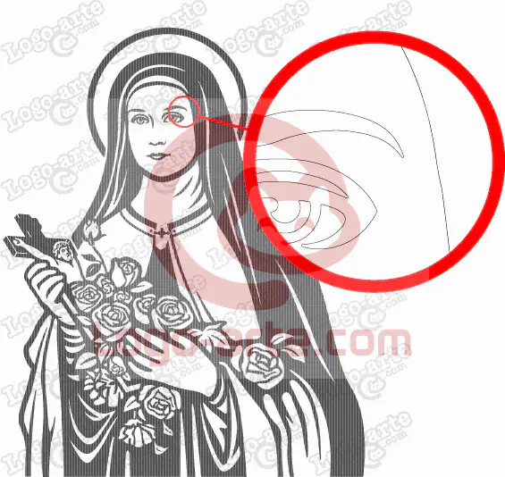 St. Therese of the Child Jesus vector image with enlarged detail.