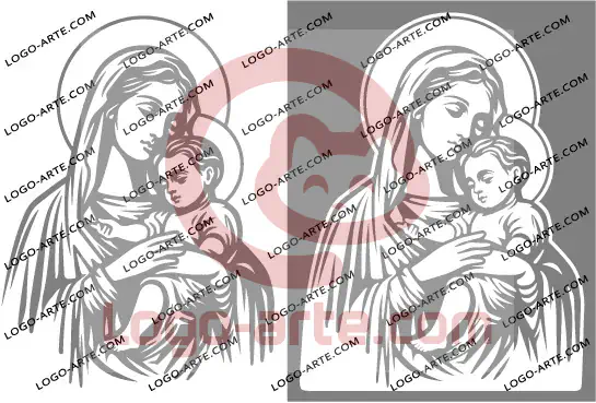 Vector images of Mary holding Jesus available for download.