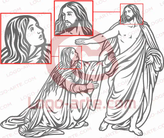 Imagem vetorial de Maria Madalena e Jesus ressuscitado para corte em plotter