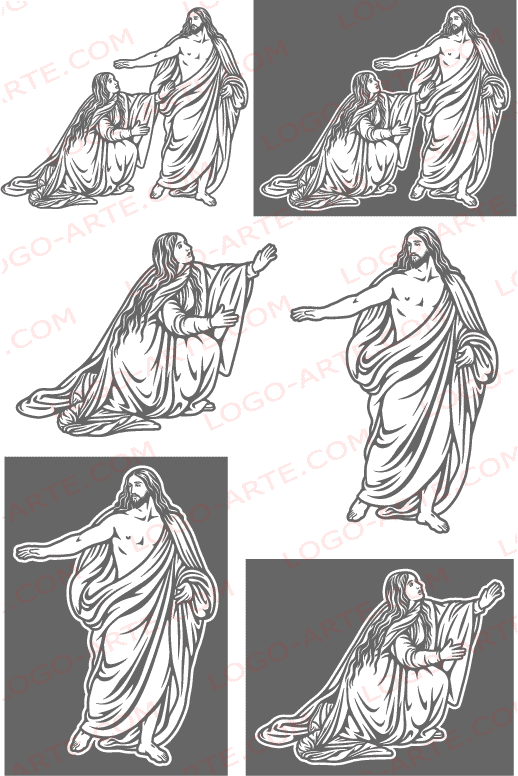 Imagens vetoriais de Maria Madalena e Jesus ressuscitado disponíveis para descarregar.