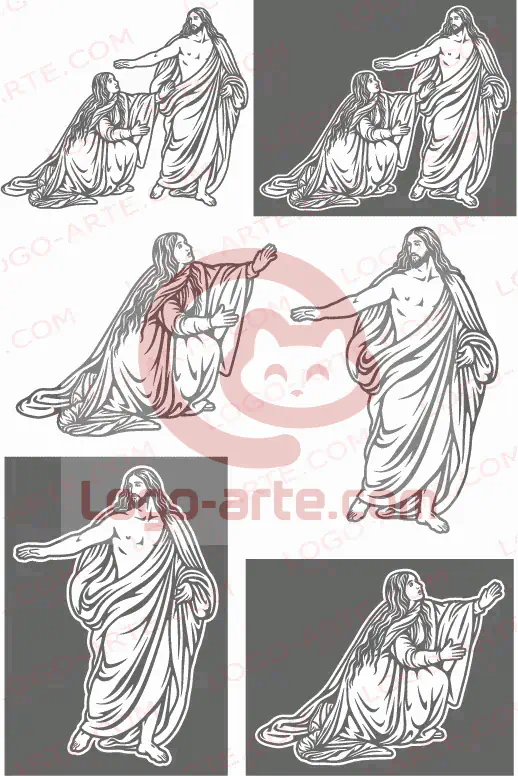 Imagens vetoriais de Maria Madalena e Jesus ressuscitado disponíveis para descarregar.