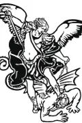 Archangel Michael vector art for sandblasting stencils and plotter cutting DXF/SVG.