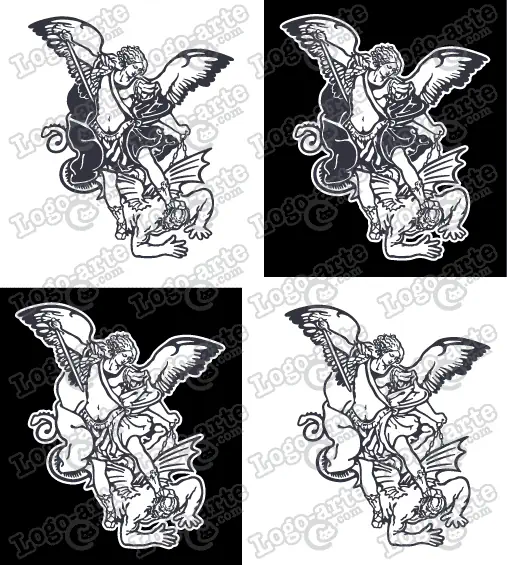 St. Michael the Archangel vector illustrations for CNC and laser cutting.