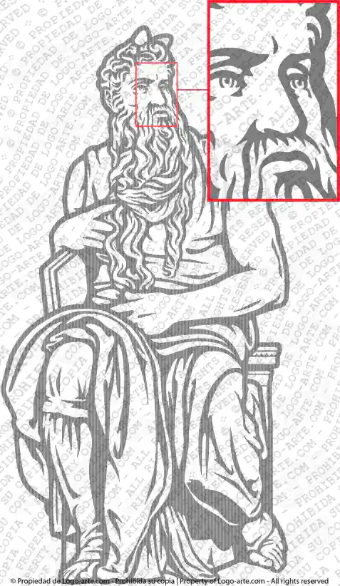 Immagine vettoriale del Mosè di Michelangelo per taglio plotter o incisione.