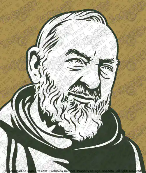 Ritratto vettoriale di Padre Pio per il taglio su plotter.