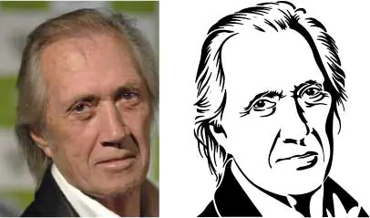 David Carradine portrait: original photograph and vector art