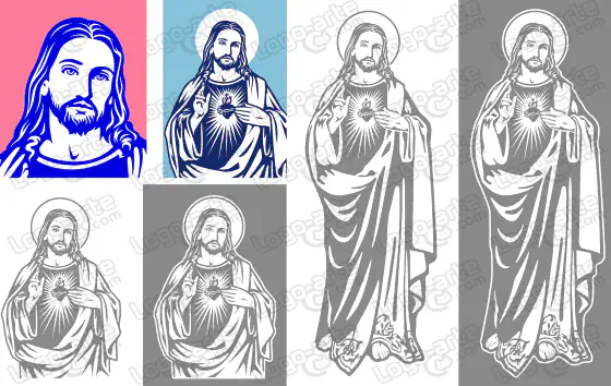 Imagens vetoriais do Sagrado Coração de Jesus disponíveis para transferir e cortar.