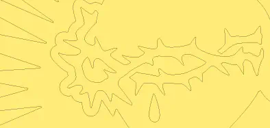 As pontas e ângulos da imagem estão arredondados para facilitar o corte e a decapagem.