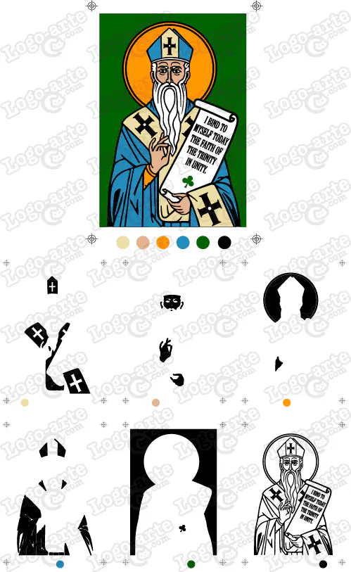 Vector image of St. Patrick in 6 spot colors, available for download.