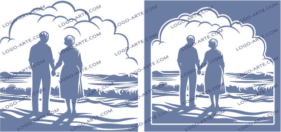 Vector images of older couple looking at the horizon available for download.