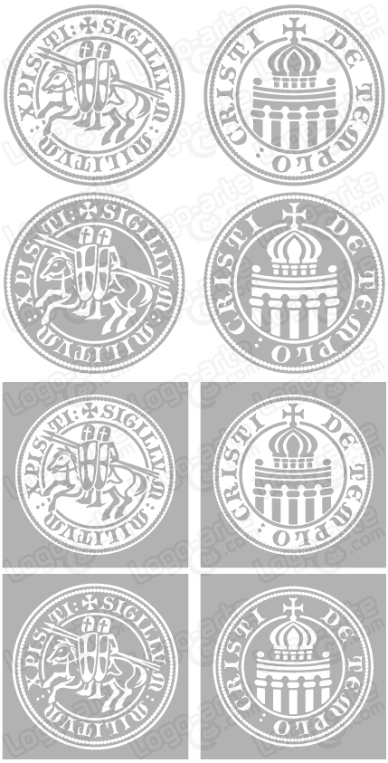 Imágenes vectoriales de la medalla de los templarios en blanco y negro, disponibles para descargar.