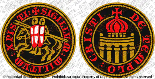 Medaglia dei templari vettoriale a colori per taglio e stampa.