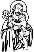 St. Joseph with Jesus vector art for sandblasting stencils and plotter cutting DXF/SVG.