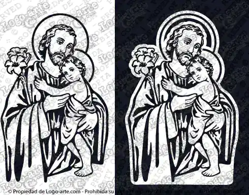 Immagini vettoriali di San Giuseppe con il Bambino Gesù da scaricare.