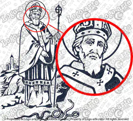 Immagine vettoriale di San Patrizio per il taglio a plotter o l'incisione. Immagine cristiana per il taglio a plotter.
