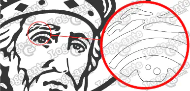 Dettaglio ingrandito dell'immagine vettoriale di San Patrizio che mostra le estremità arrotondate di punte e angoli per facilitare il taglio e lo spellicolamento.