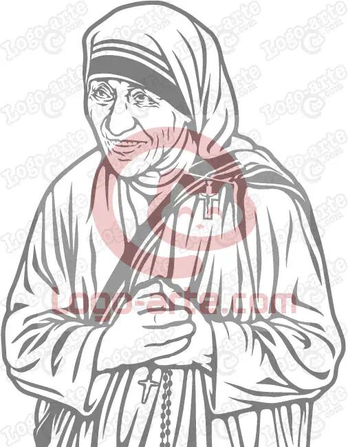 Imagem vetorial da Madre Teresa de Calcutá (Santa Teresa de Calcutá) para corte em plotter e impressão.