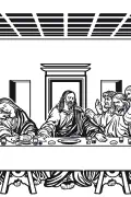 Arte de La Última Cena de Leonardo Da Vinci vectorial para corte de máscaras en plotter, chorro de arena y grabado CNC formato DXF.