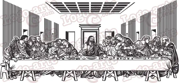 Immagine vettoriale dell'Ultima Cena di Gesù per taglio plotter, incisione e stampa.