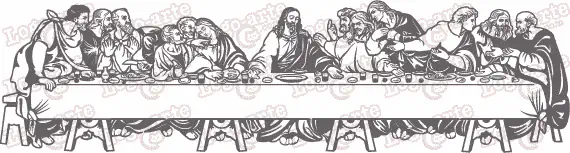 Immagine vettoriale dell'Ultima Cena, semplificata per il taglio di maschere per sabbiatura.