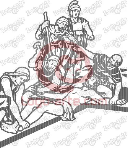 Imagen vectorial de la décima estación del Via Crucis: Jesús es crucificado