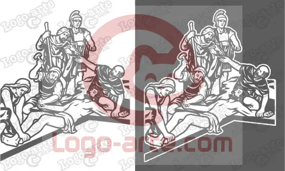 Imágenes vectoriales de la 10ª estación del Via Crucis bíblico disponibles para descargar: Jesús es crucificado.