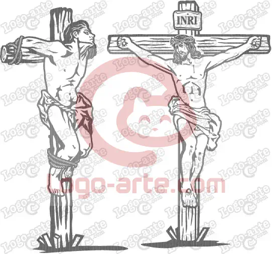 Imagem vetorial da décima primeira estação da Via-Sacra Bíblica: Jesus promete o seu reino ao bom ladrão