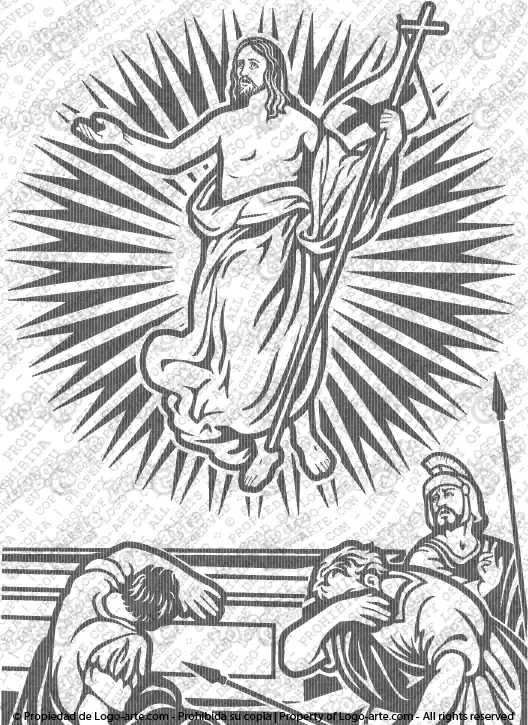 Immagine vettoriale della quindicesima stazione della via crucis biblica: Gesù risorge dai morti