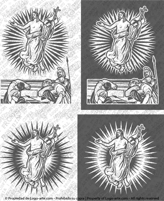 Immagini vettoriali della 15ª stazione della via crucis biblica disponibili per il download: Gesù risorge dai morti.