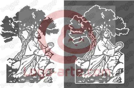 Imagens vetoriais da 1ª estação da Via-Sacra Bíblica: Jesus no Horto das Oliveiras, disponíveis para descarregar.