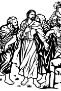Imagen vectorial de la segunda Estación del Viacrucis: Jesús, traicionado por Judas, es arrestado