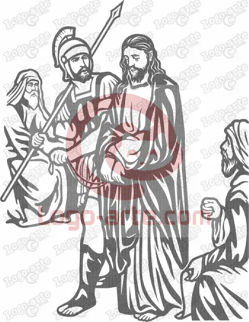 Gesù è condannato dal sinedrio, vettoriale per plotter, sabbiatura e incisione.