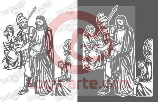 Immagini vettoriali della 1ª stazione della Via Crucis tradizionale disponibili per il download.