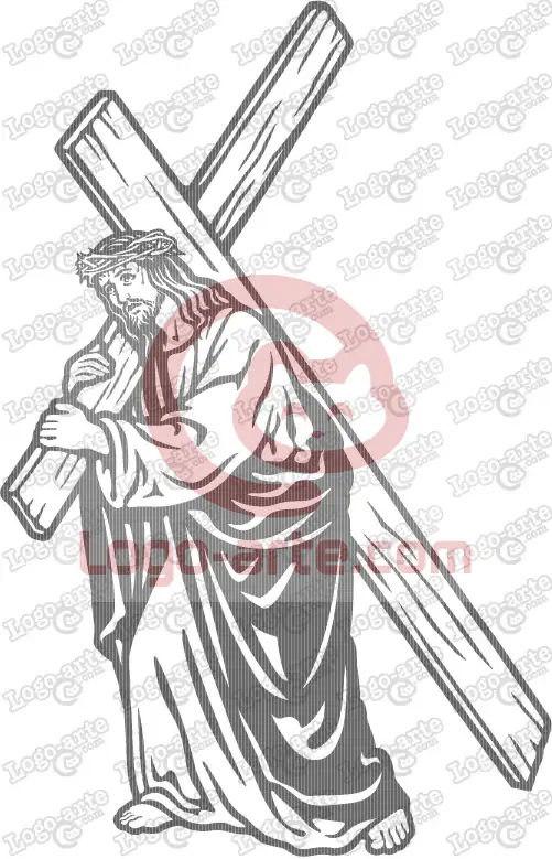 Vector image for plotter cutting of the 7th Station of the Way of the Cross: Jesus carries the cross