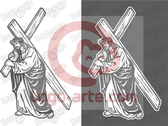 7th Station Biblical Way of the Cross vector images available for download: Jesus carries the cross.