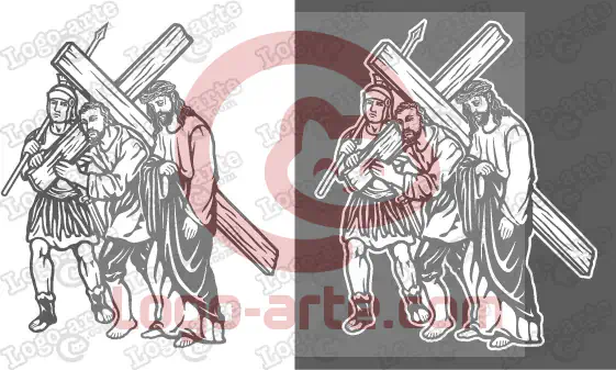 Vector images of Station 5 of the Traditional Way of the Cross, available for download.