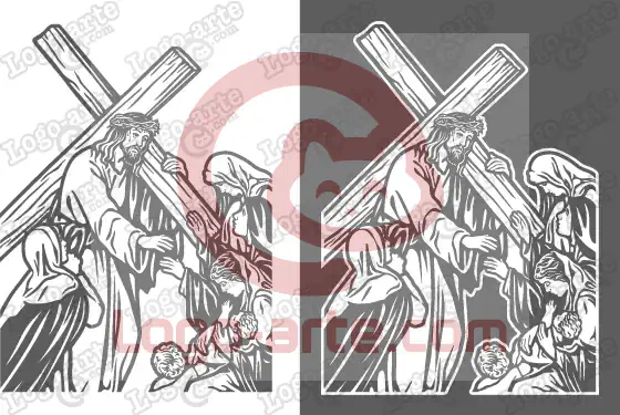 9th Station Biblical Way of the Cross vector images available for download.