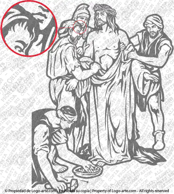 Immagine vettoriale di Gesù è spogliato delle vesti, per plotter, sabbiatura e incisione.