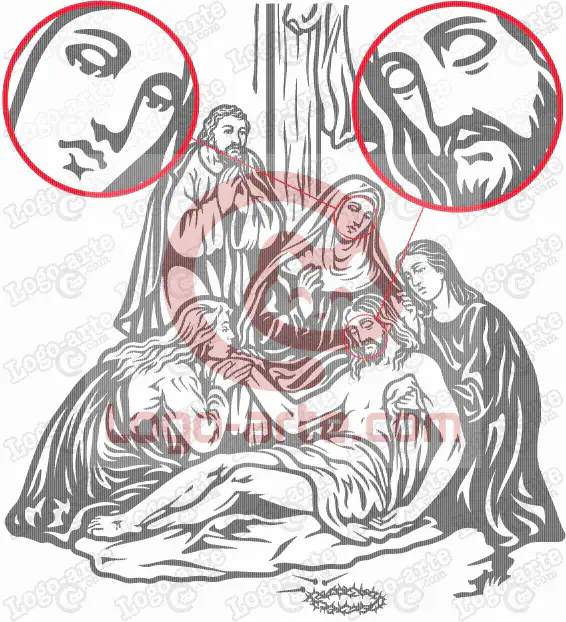 Gesù è deposto dalla Croce e consegnato alla Madre, vettoriale per plotter da taglio.