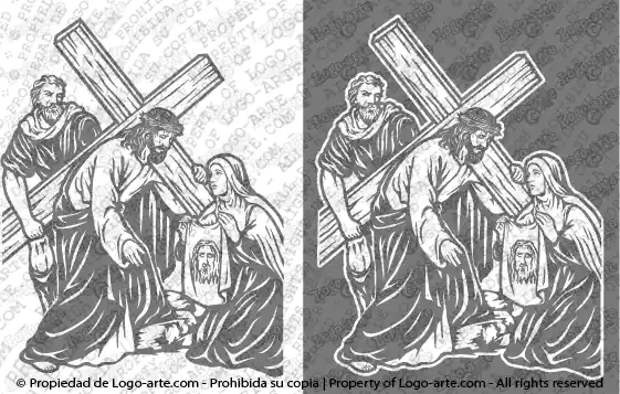 Immagini vettoriali della stazione 6 della Via Crucis, disponibili per scaricare.