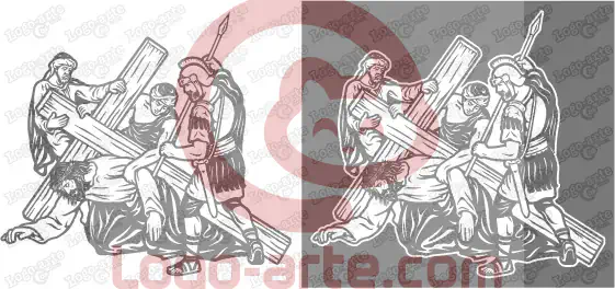 Vector images of Station 7 of the Traditional Way of the Cross, available for download.