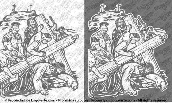 Immagini vettoriali della stazione 9 della Via Crucis, disponibili per scaricare.