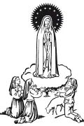 Our Lady of Fatima vector art for sandblasting stencils and plotter cutting DXF/SVG.