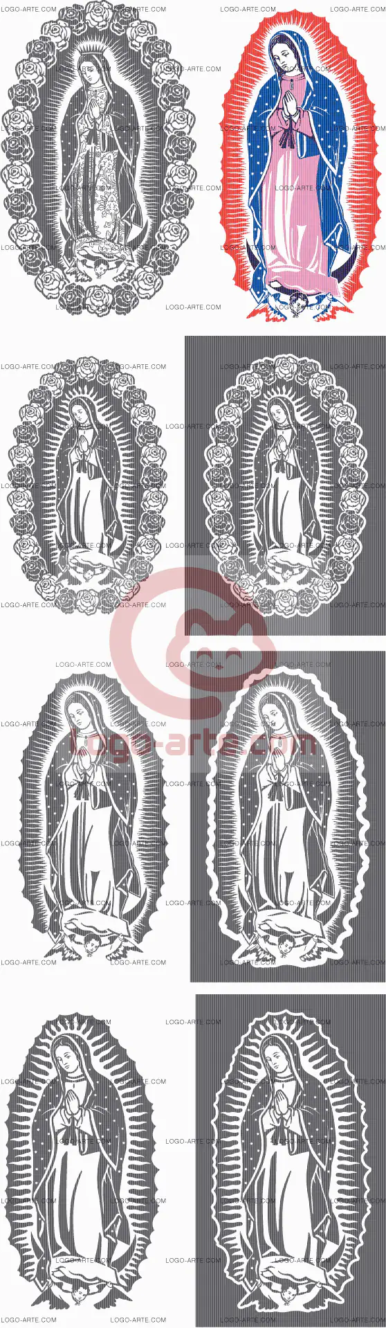 Imagens vetoriais da Nossa Senhora de Guadalupe disponíveis para descarregar.